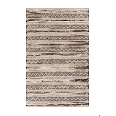 Homeroots 8 x 10 ft. Black & Blush Chevron Stripe Area Rug 395488